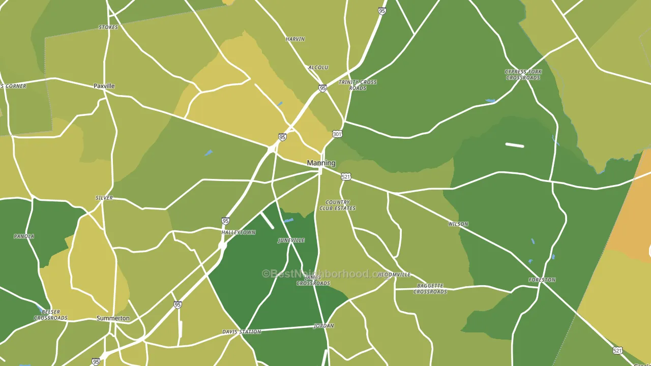 Clarendon County, SC block-group voter-turnout map