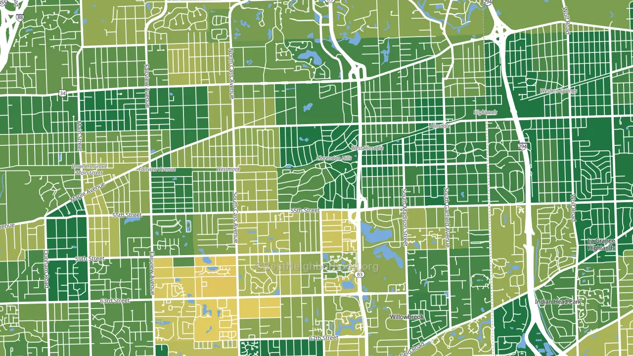Clarendon Hills, IL block-group voter-turnout map