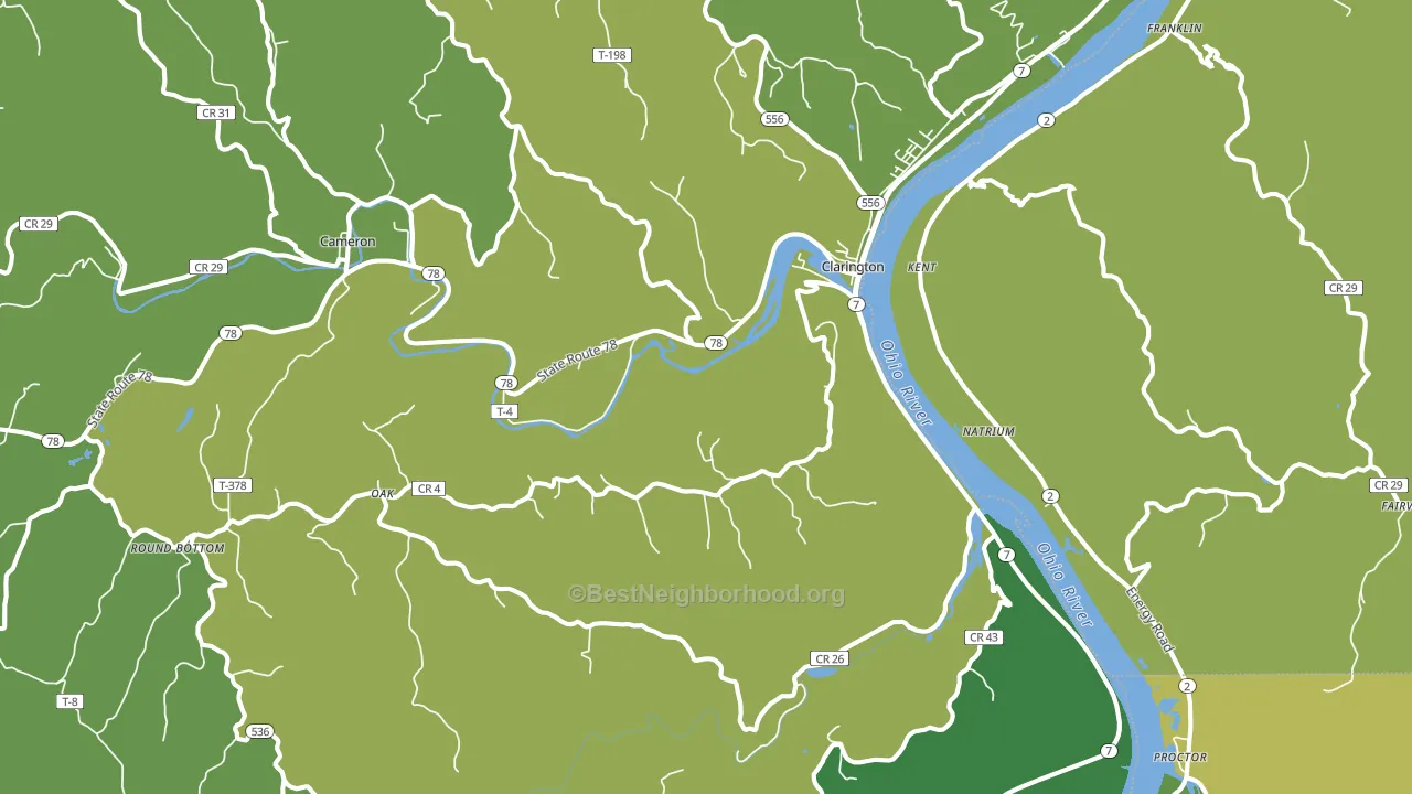 Clarington, OH block-group voter-turnout map
