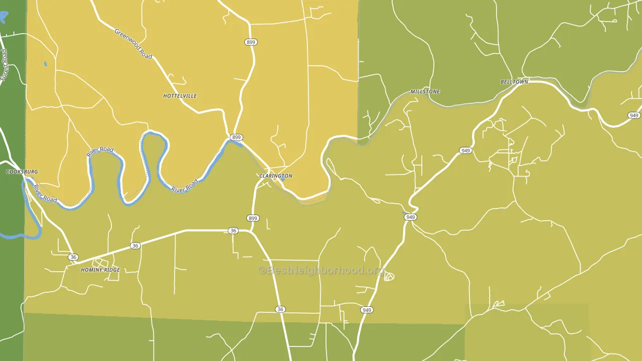 Clarington, PA block-group voter-turnout map