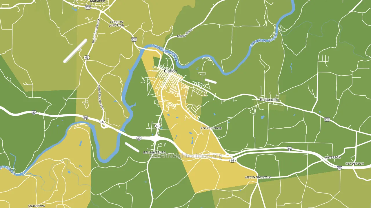 Clarion, PA block-group voter-turnout map