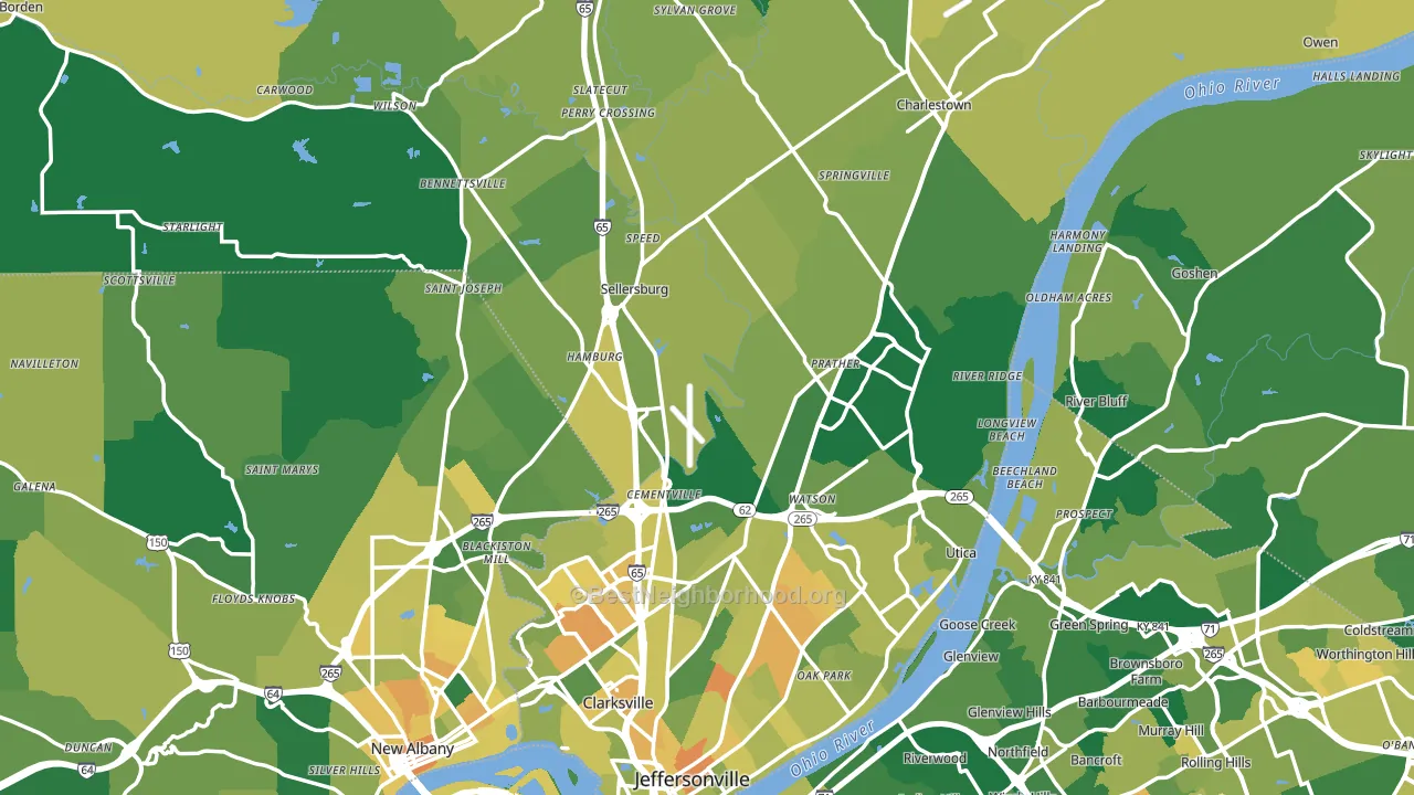 Clark County, IN block-group voter-turnout map