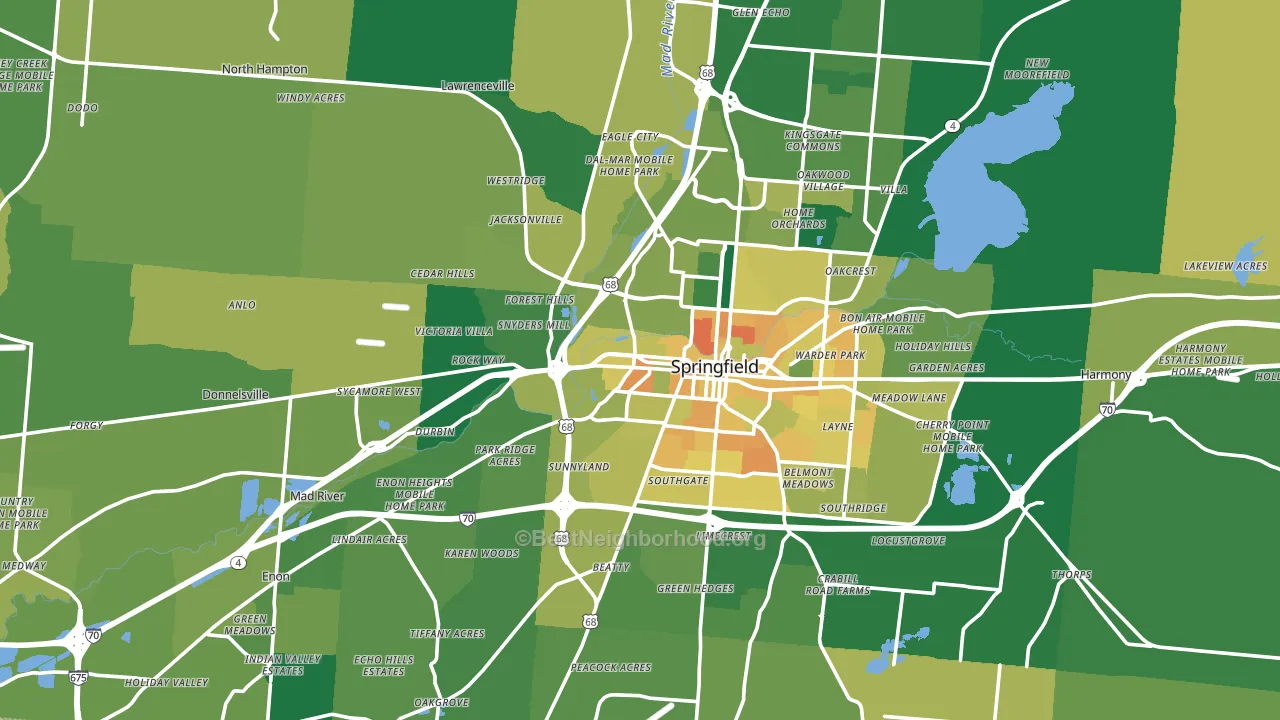 Clark County, OH block-group voter-turnout map