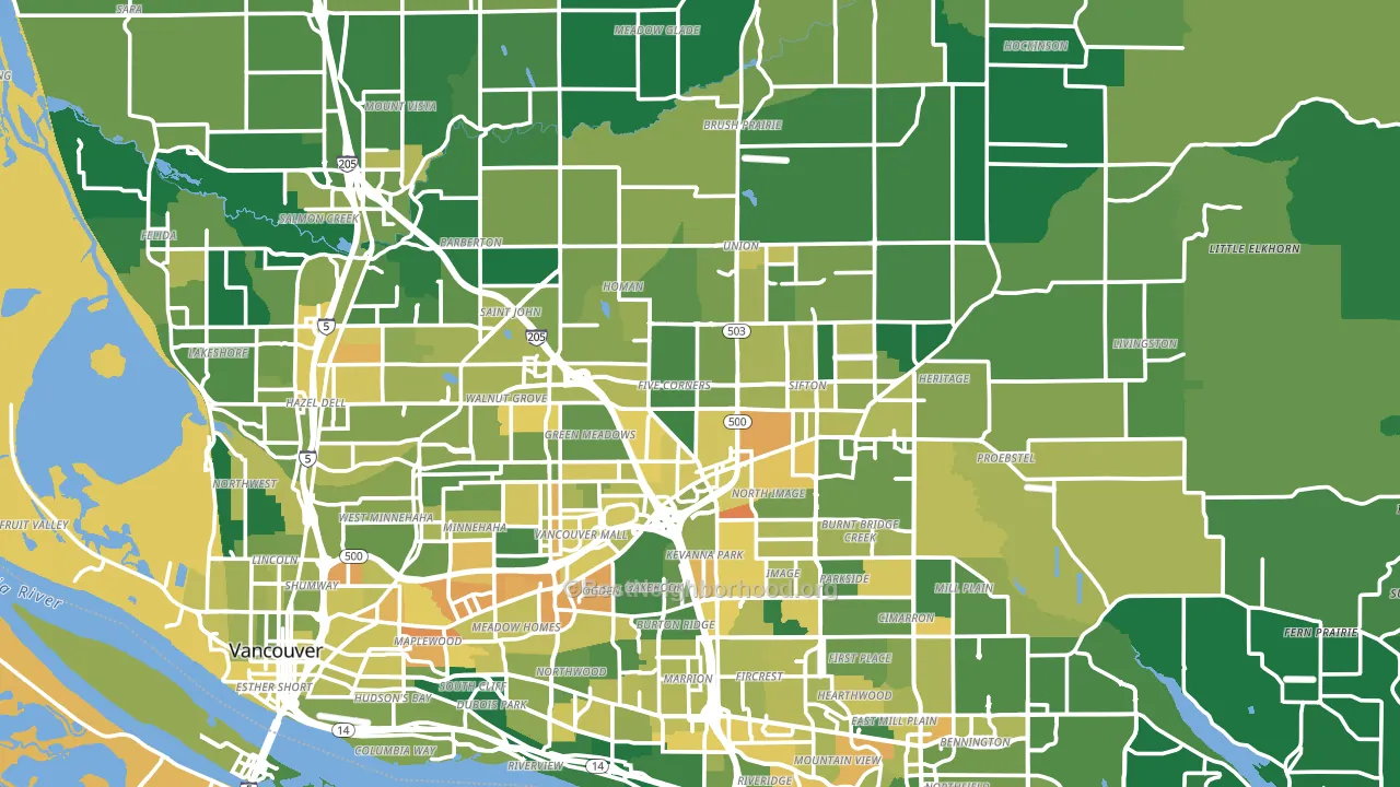 Clark County, WA block-group voter-turnout map