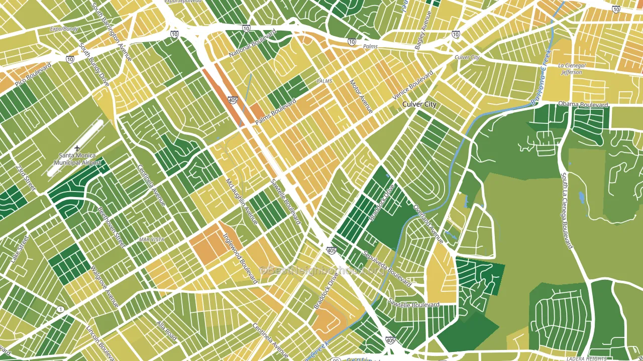 Clarkdale, Culver City, CA block-group voter-turnout map