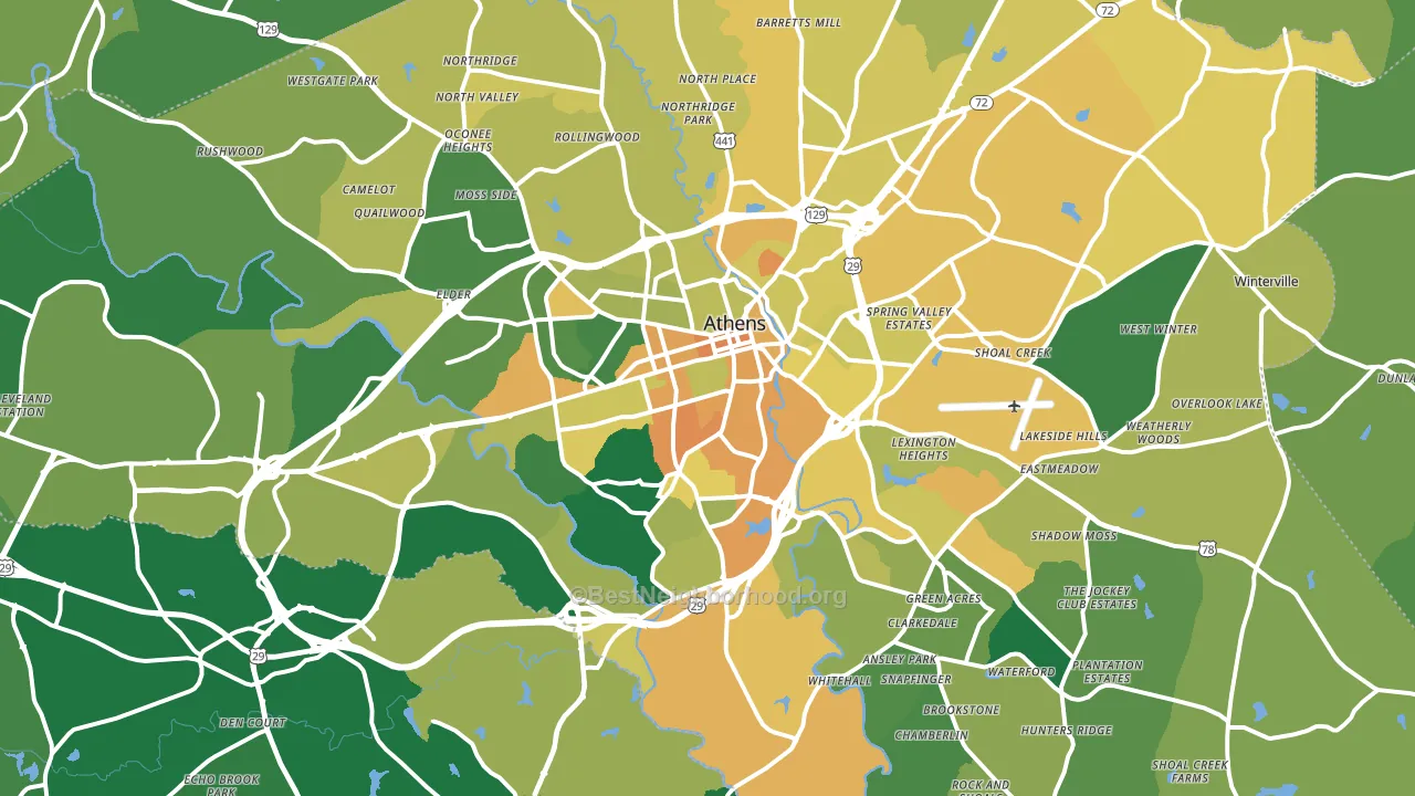 Clarke County, GA block-group voter-turnout map