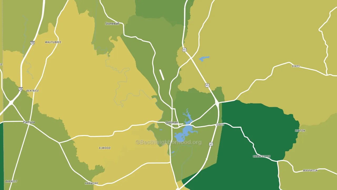 Clarke County, MS block-group voter-turnout map