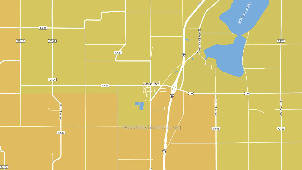 Clarks Grove, MN block-group voter-turnout map