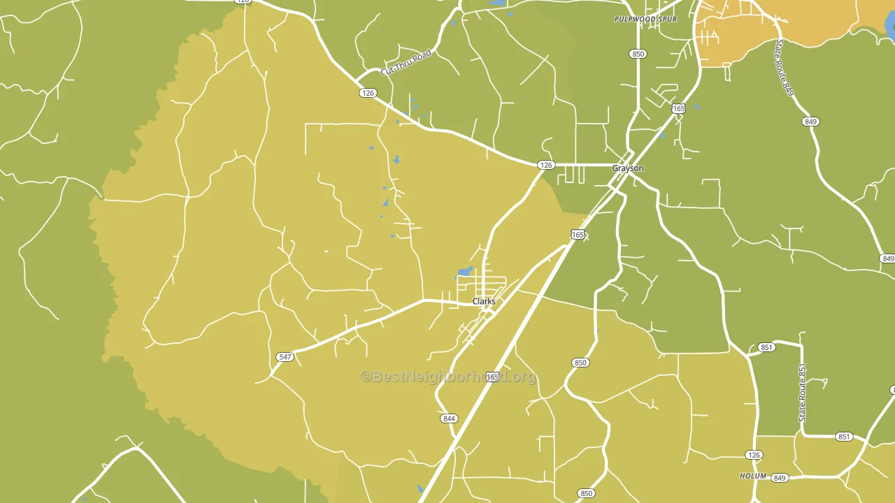 Clarks, LA block-group voter-turnout map