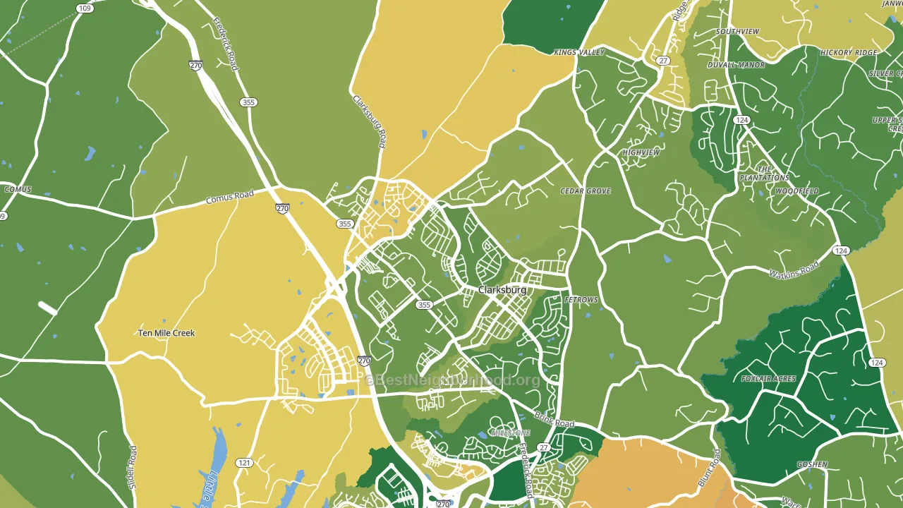 Clarksburg, MD block-group voter-turnout map