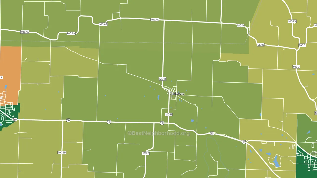 Clarksburg, MO block-group voter-turnout map