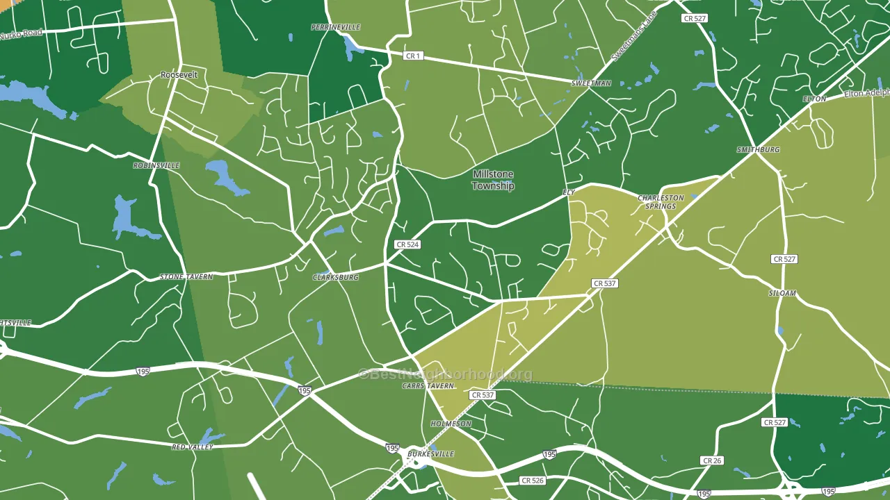 Clarksburg, NJ block-group voter-turnout map