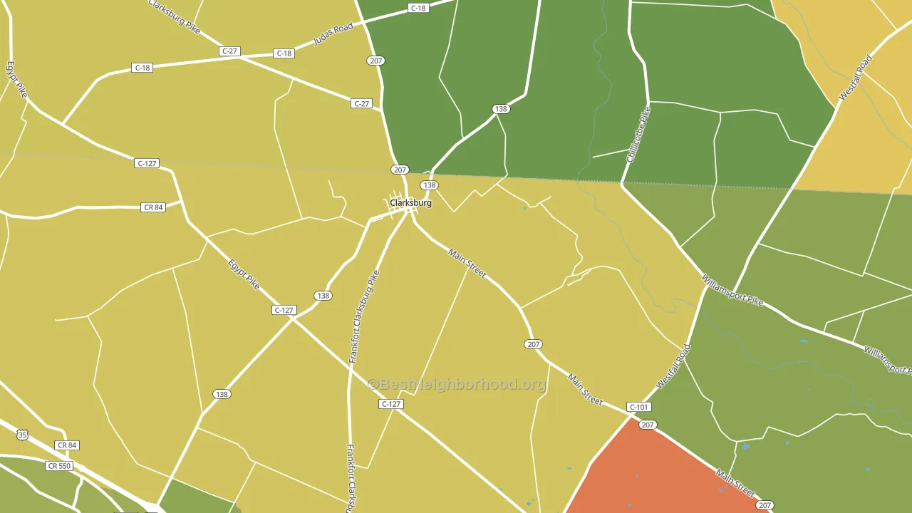 Clarksburg, OH block-group voter-turnout map