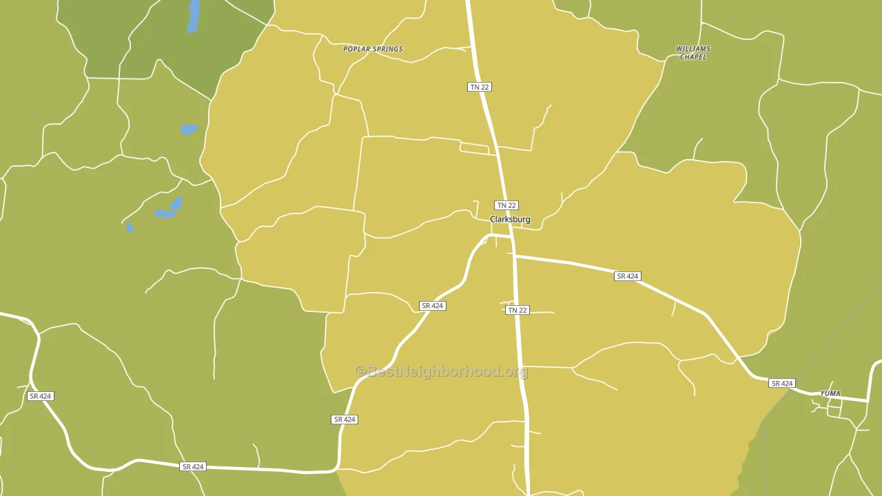 Clarksburg, TN block-group voter-turnout map