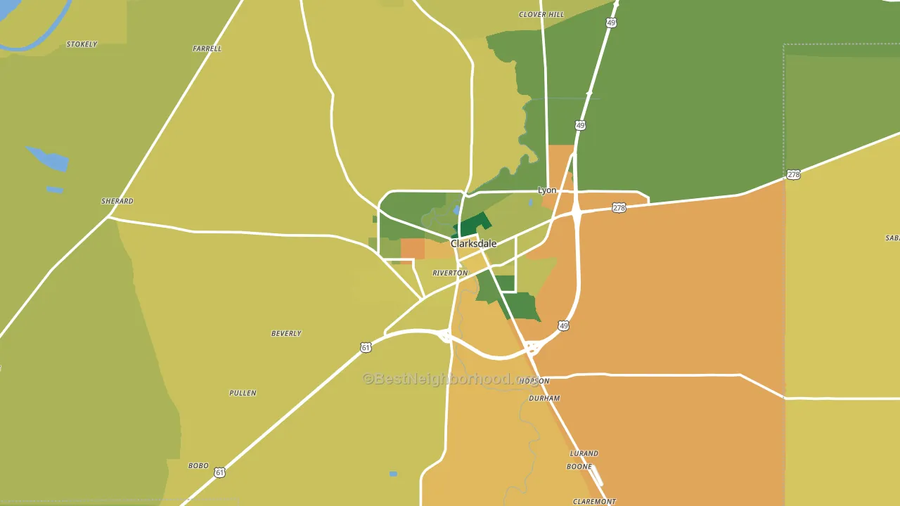 Clarksdale, MS block-group voter-turnout map