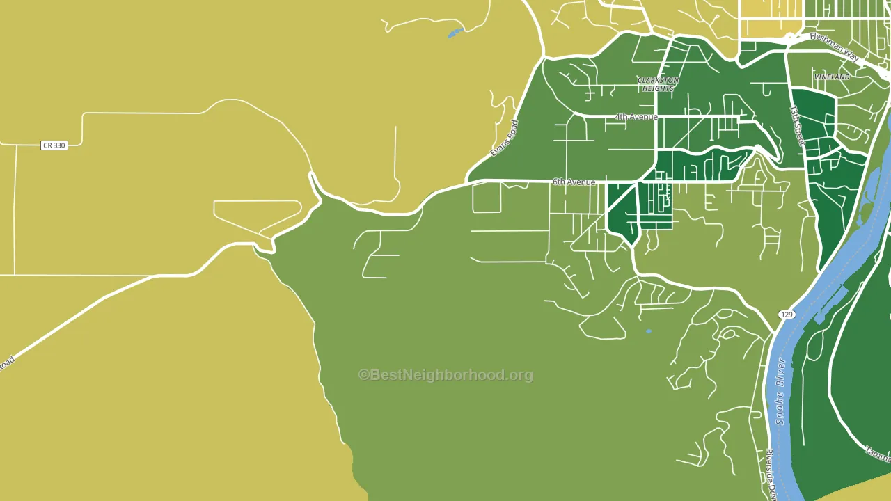 Clarkston Heights, WA block-group voter-turnout map