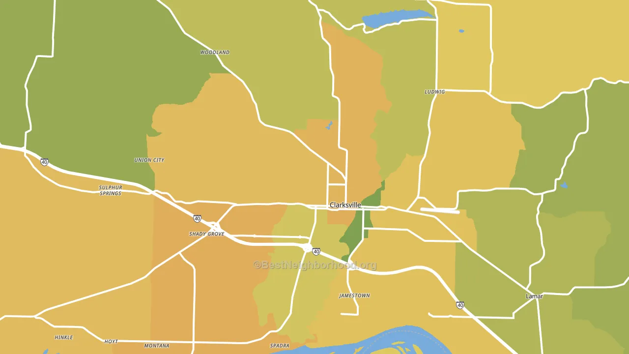 Clarksville, AR block-group voter-turnout map