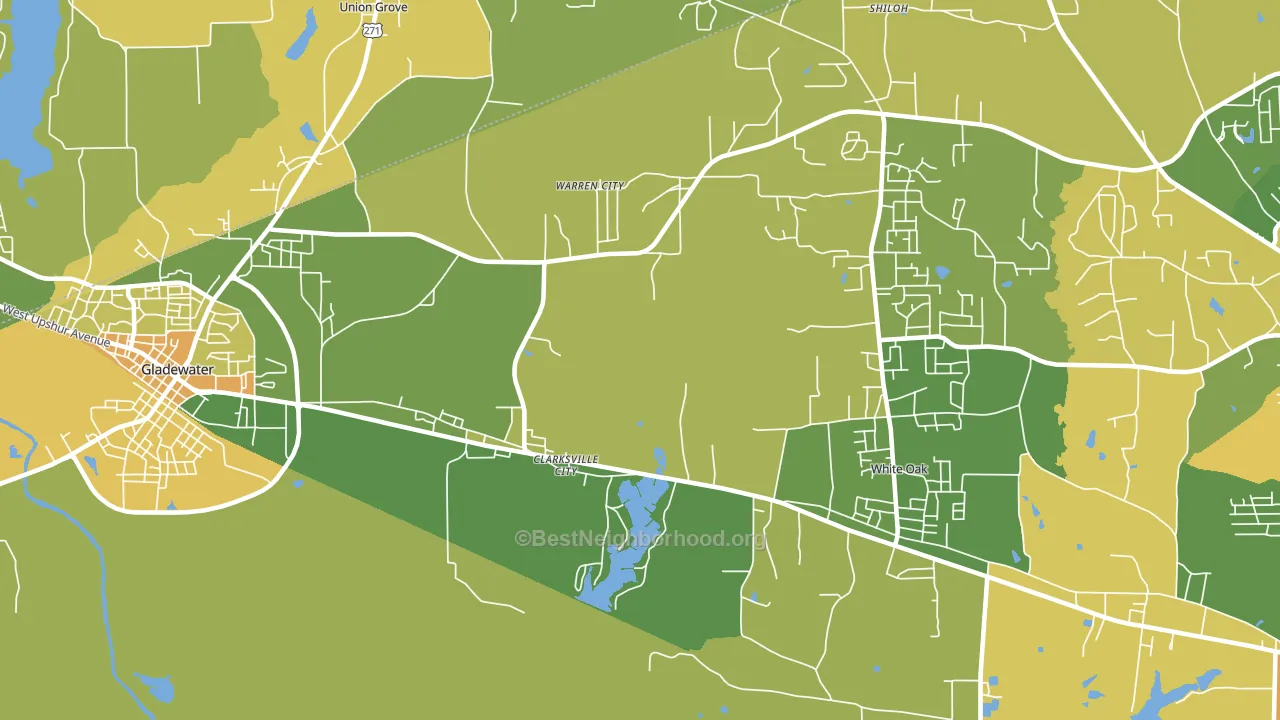 Clarksville City, TX block-group voter-turnout map