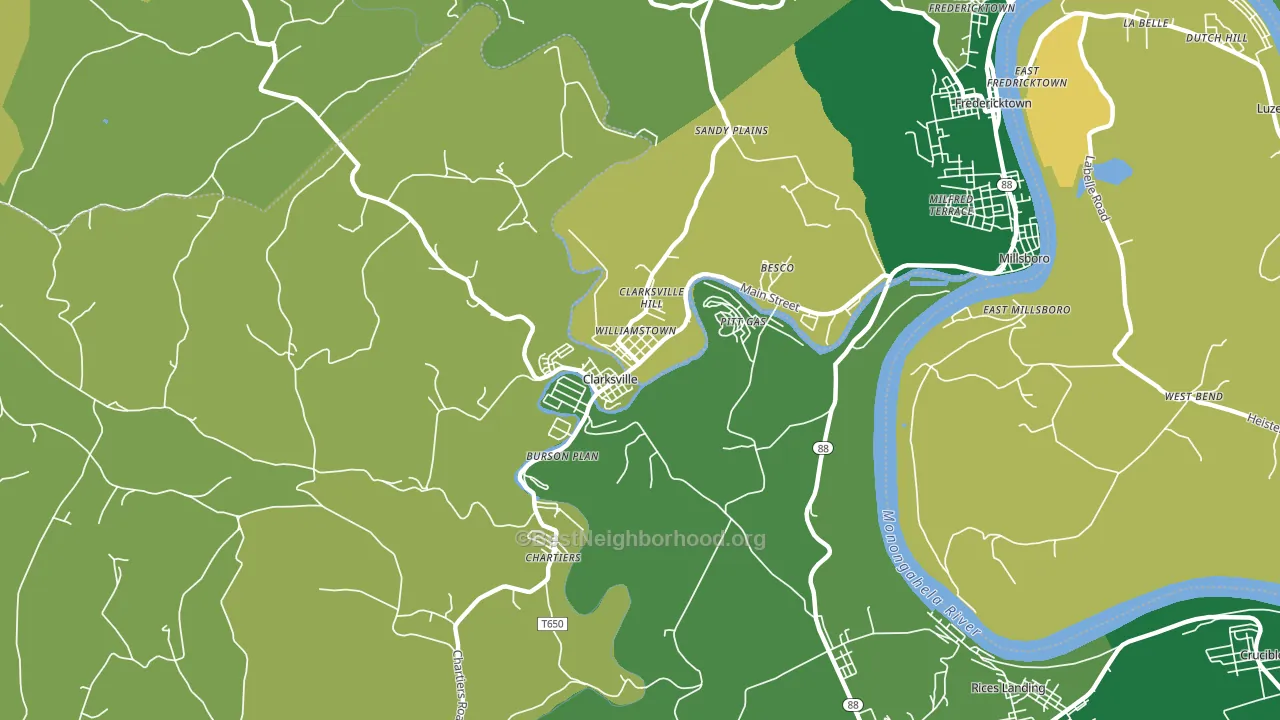 Clarksville, PA block-group voter-turnout map