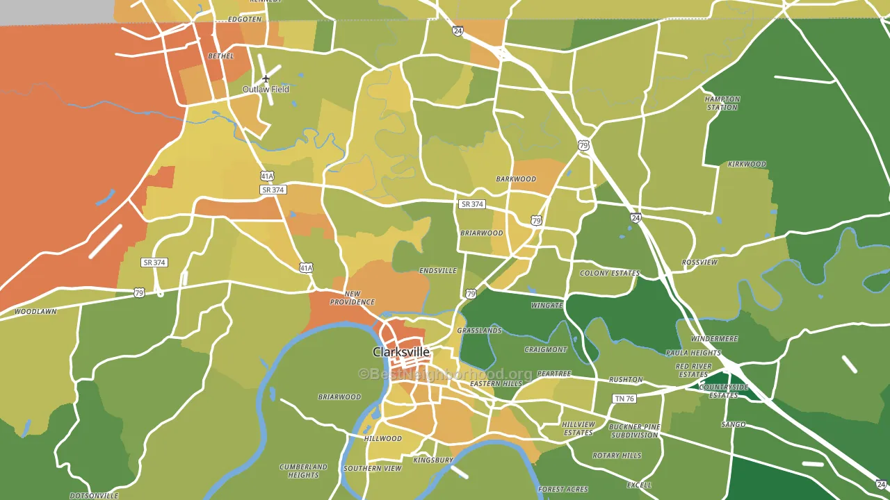 Clarksville, TN block-group voter-turnout map