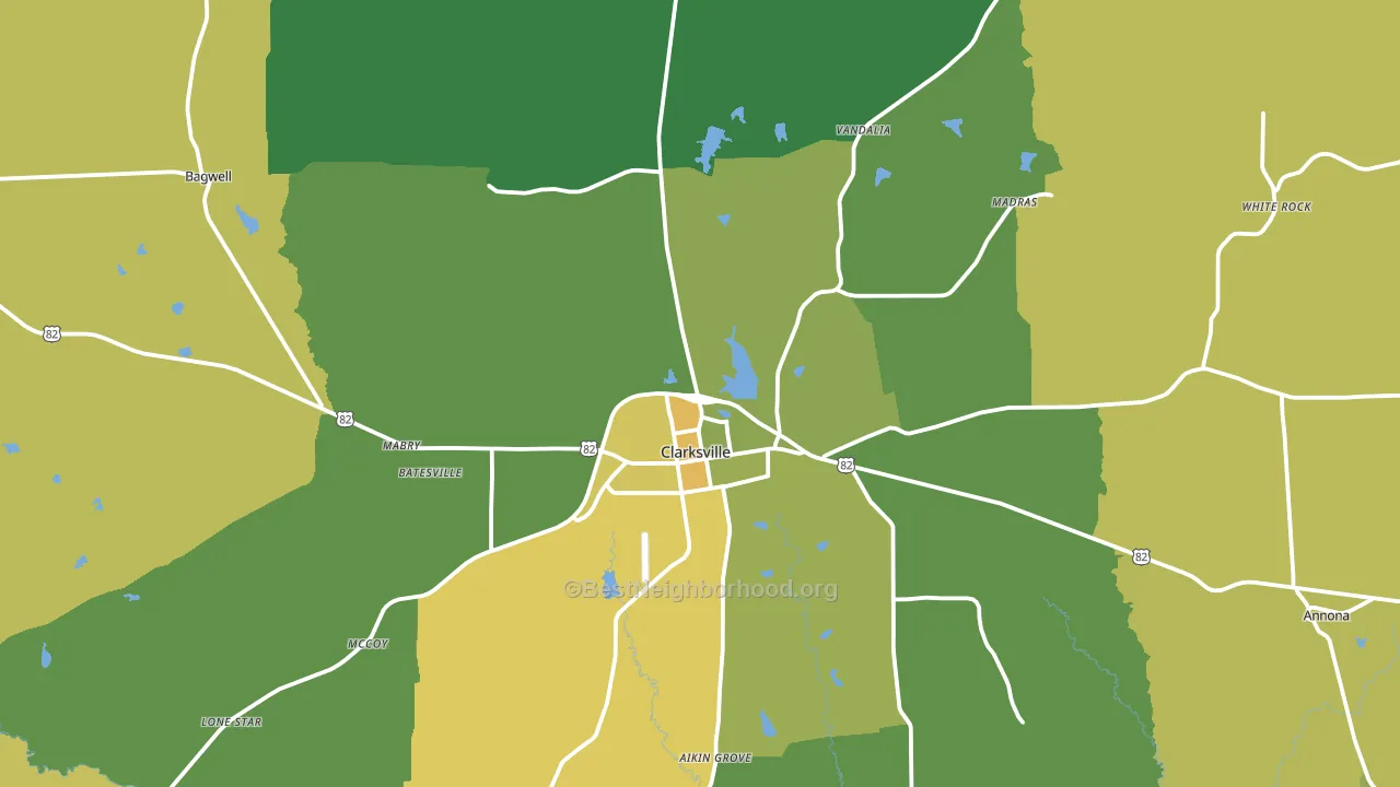 Clarksville, TX block-group voter-turnout map