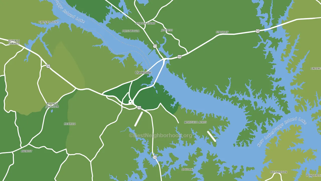 Clarksville, VA block-group voter-turnout map