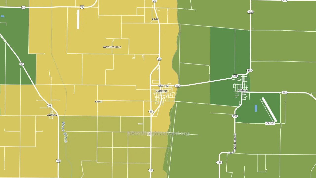 Clarkton, MO block-group voter-turnout map