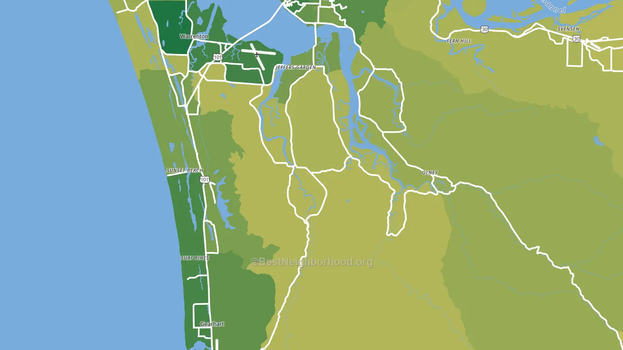 Clatsop County, OR block-group voter-turnout map