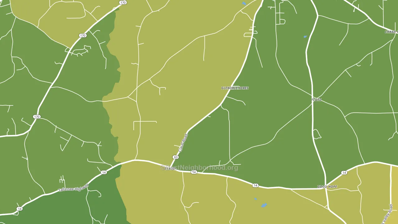 Claud, AL block-group voter-turnout map