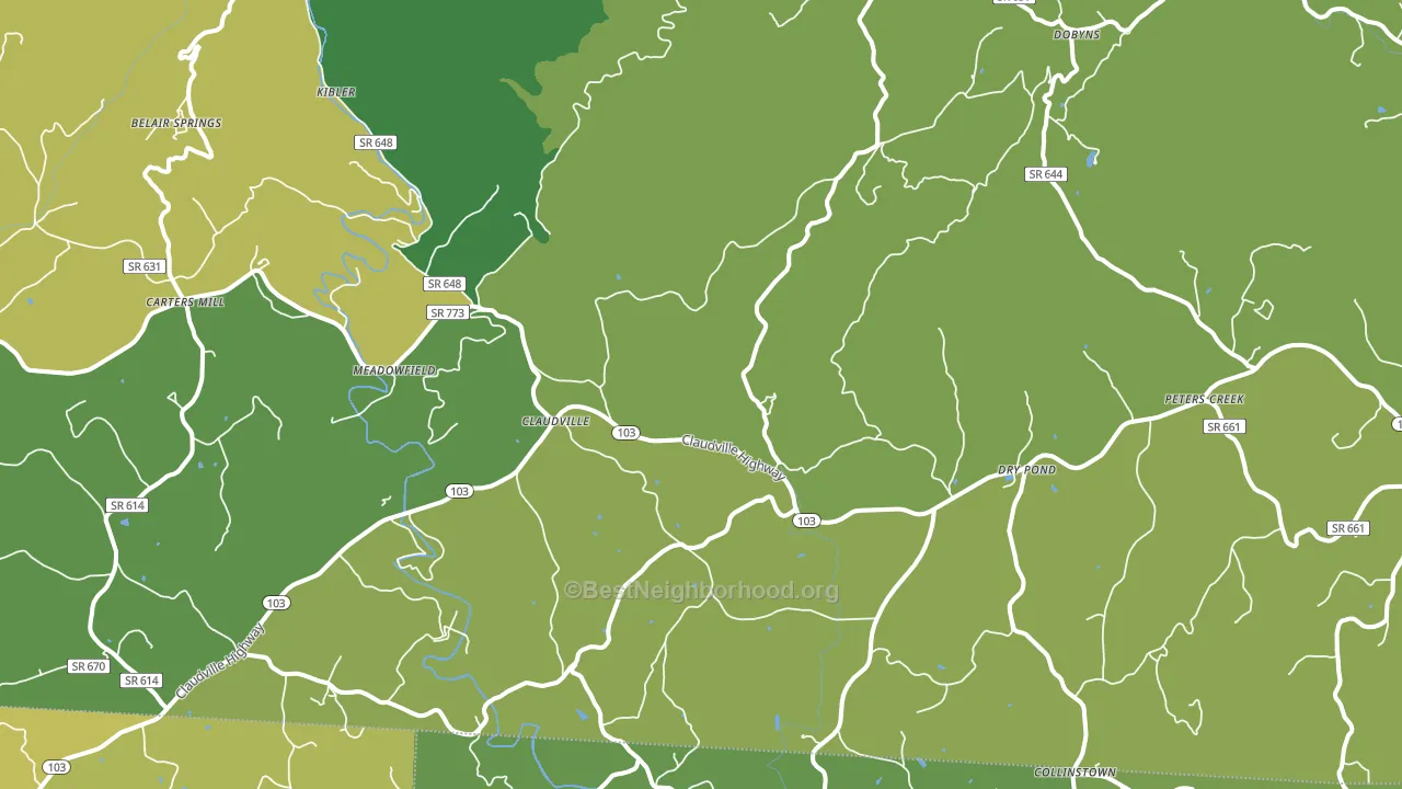 Claudville, VA block-group voter-turnout map