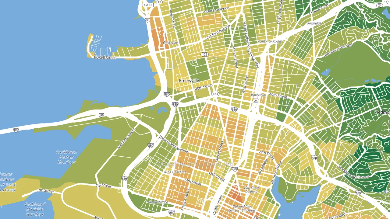 Clawson, Emeryville, CA block-group voter-turnout map