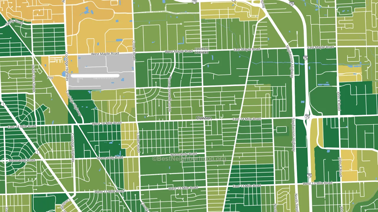 Clawson, MI block-group voter-turnout map