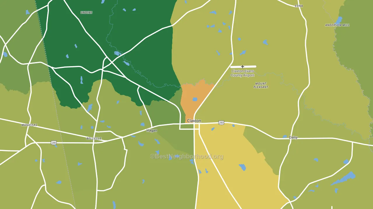 Claxton, GA block-group voter-turnout map