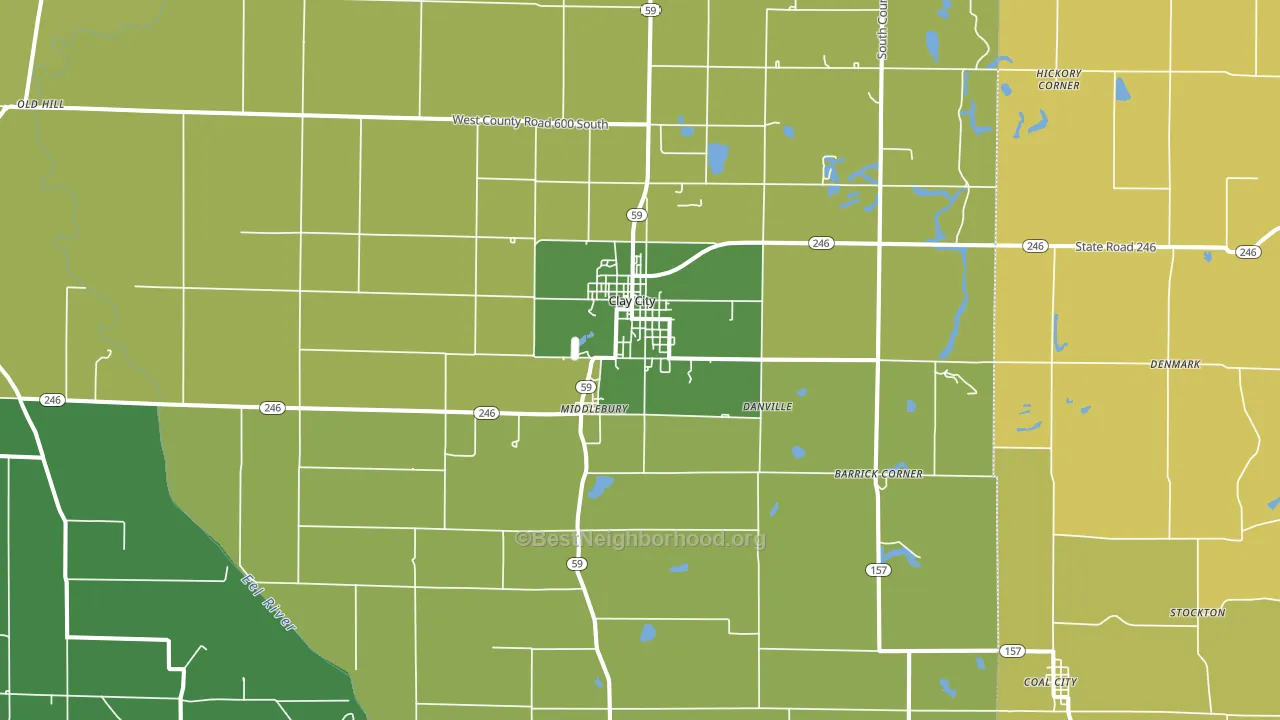 Clay City, IN block-group voter-turnout map