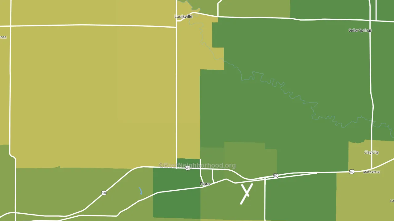 Clay County, IL block-group voter-turnout map