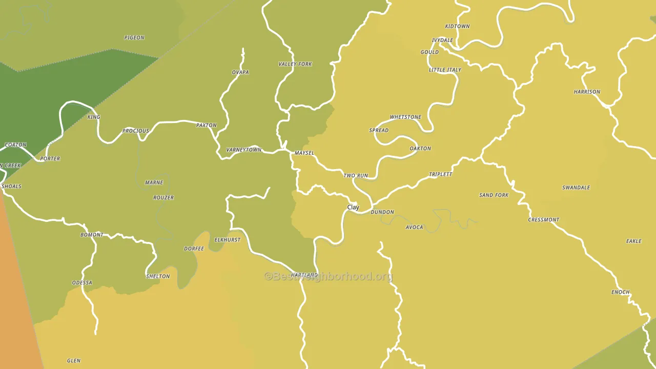 Clay County, WV block-group voter-turnout map