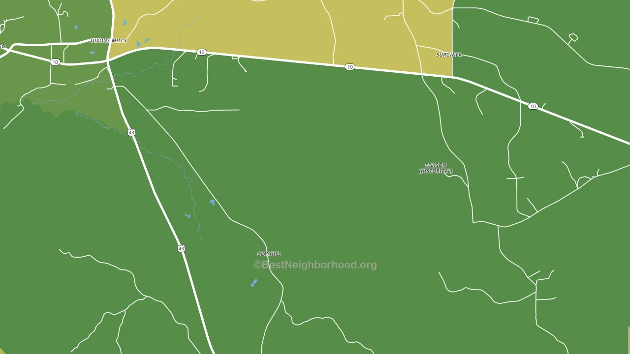 Clayhill, AL block-group voter-turnout map
