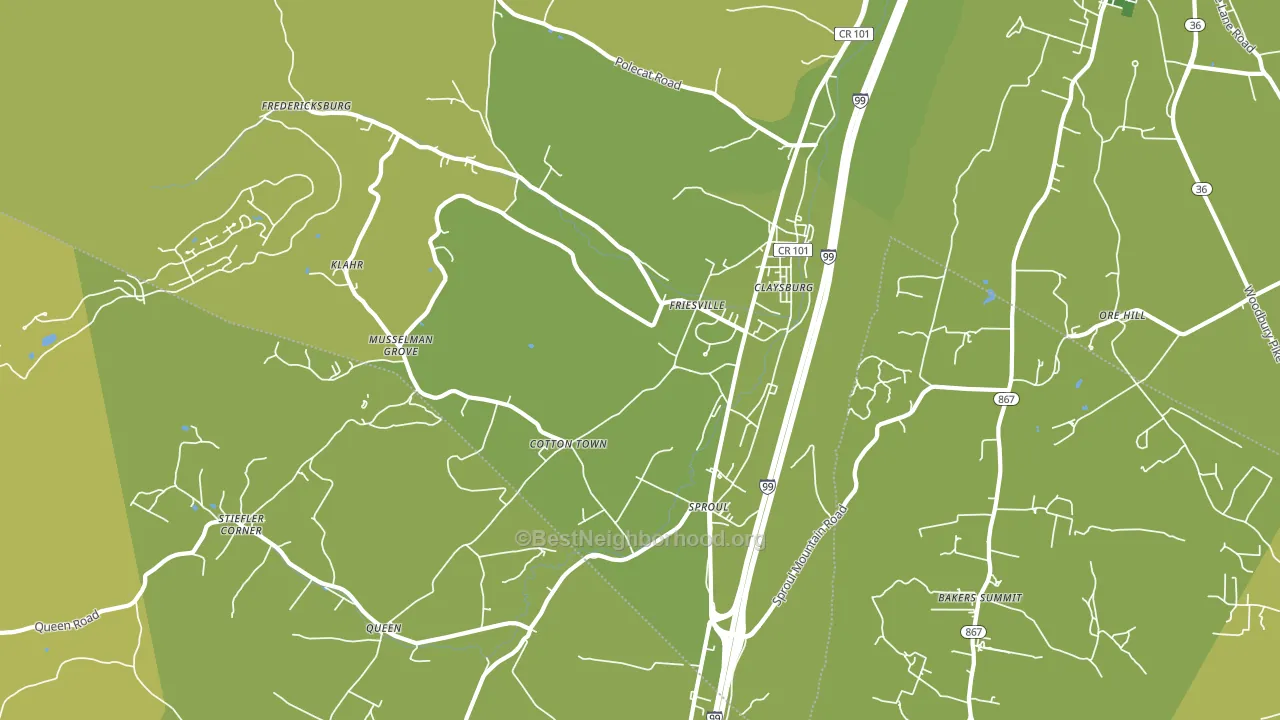 Claysburg, PA block-group voter-turnout map