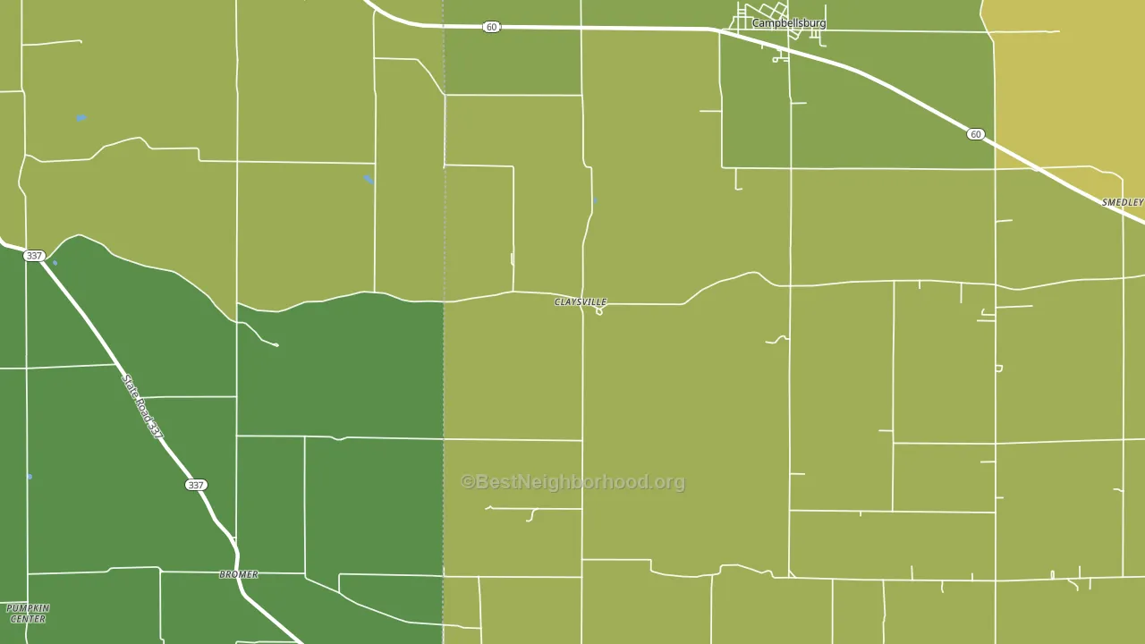 Claysville, IN block-group voter-turnout map