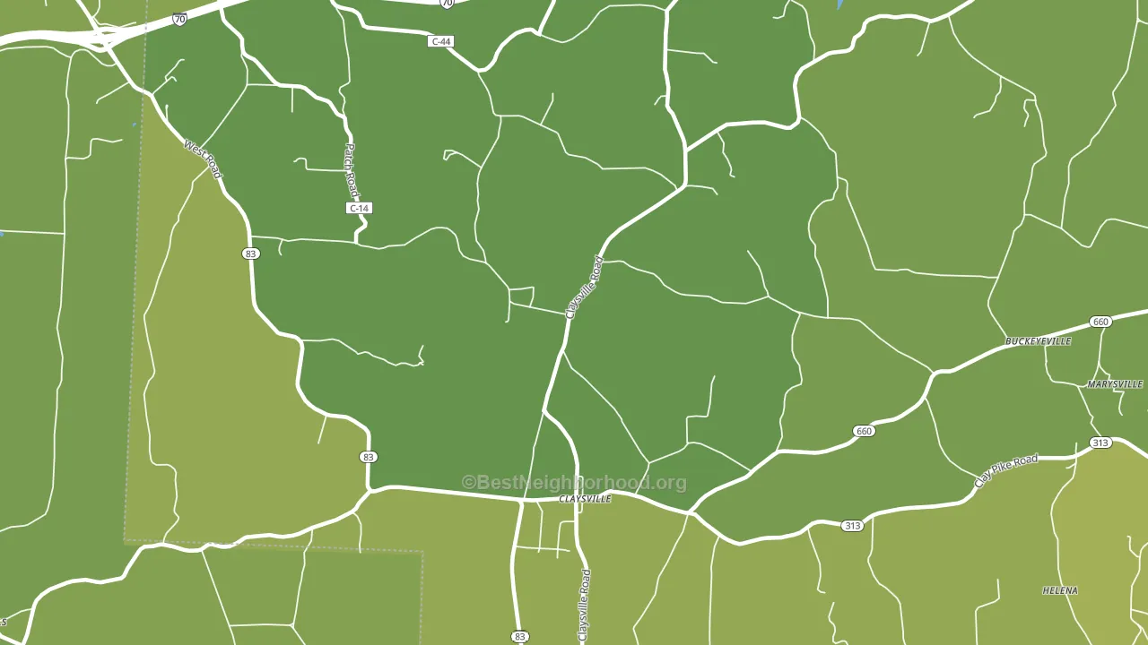 Claysville, OH block-group voter-turnout map