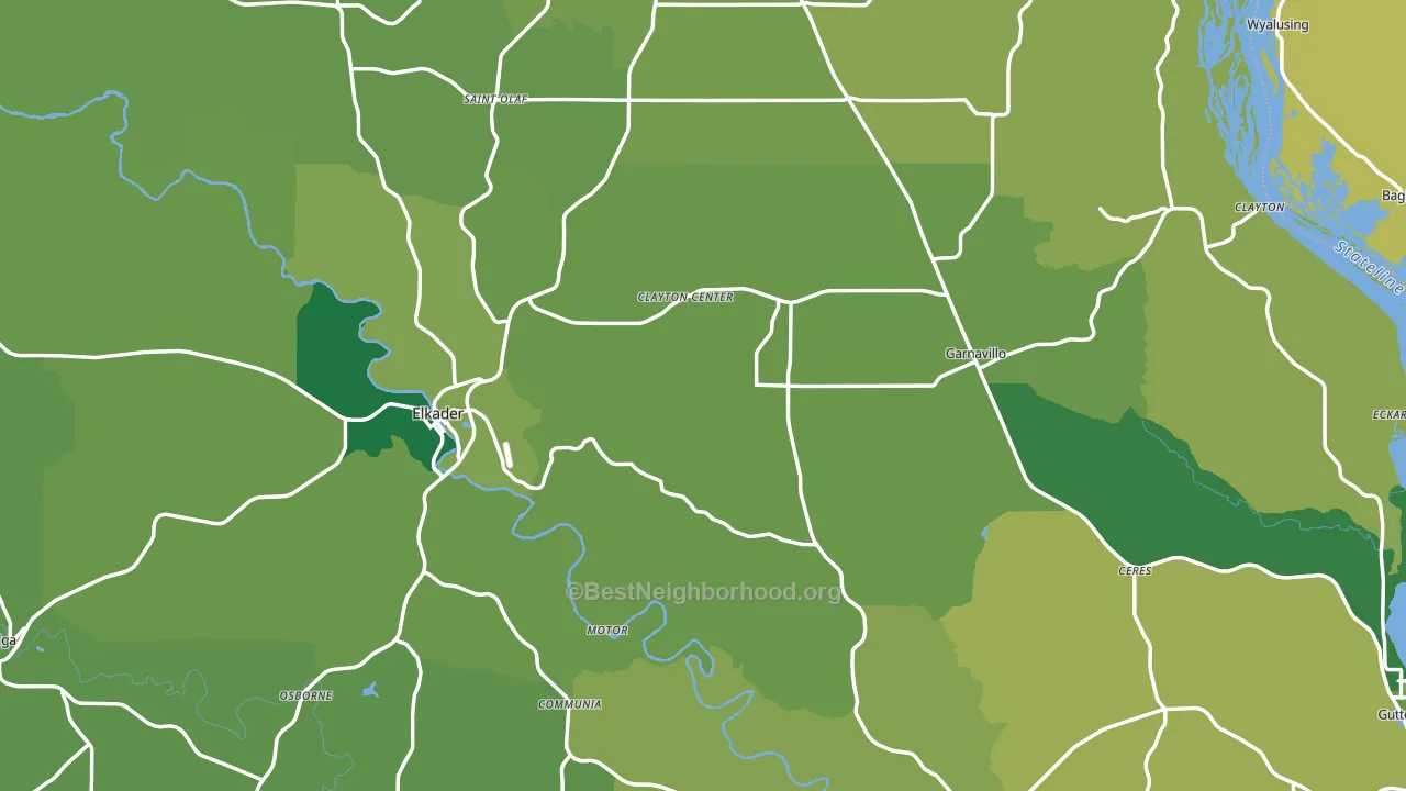 Clayton County, IA block-group voter-turnout map