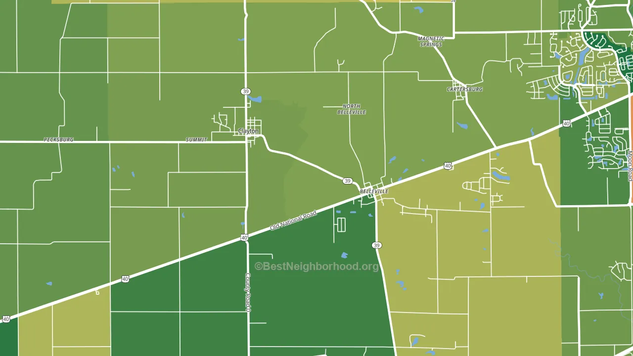 Clayton, IN block-group voter-turnout map