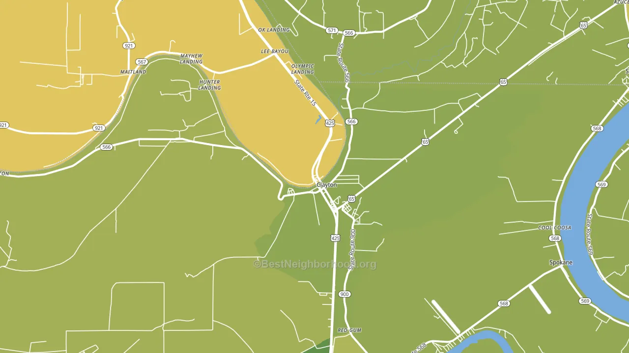 Clayton, LA block-group voter-turnout map