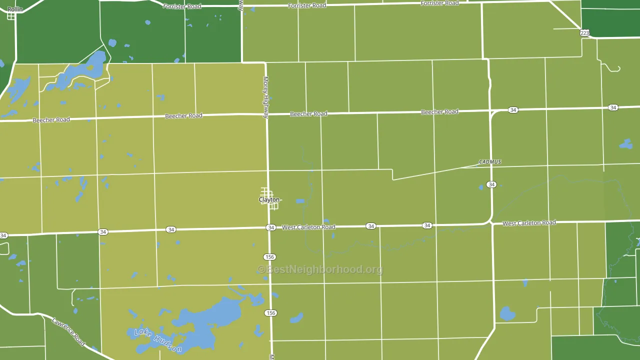 Clayton, MI block-group voter-turnout map