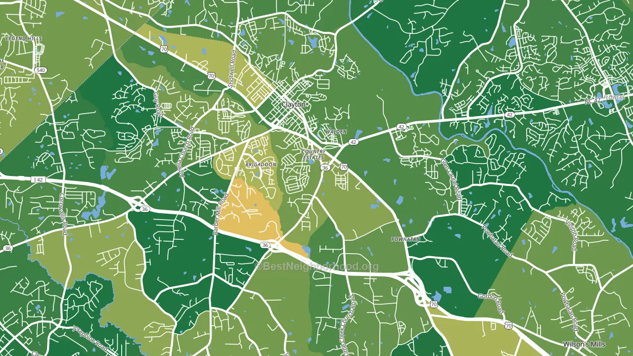 Clayton, NC block-group voter-turnout map