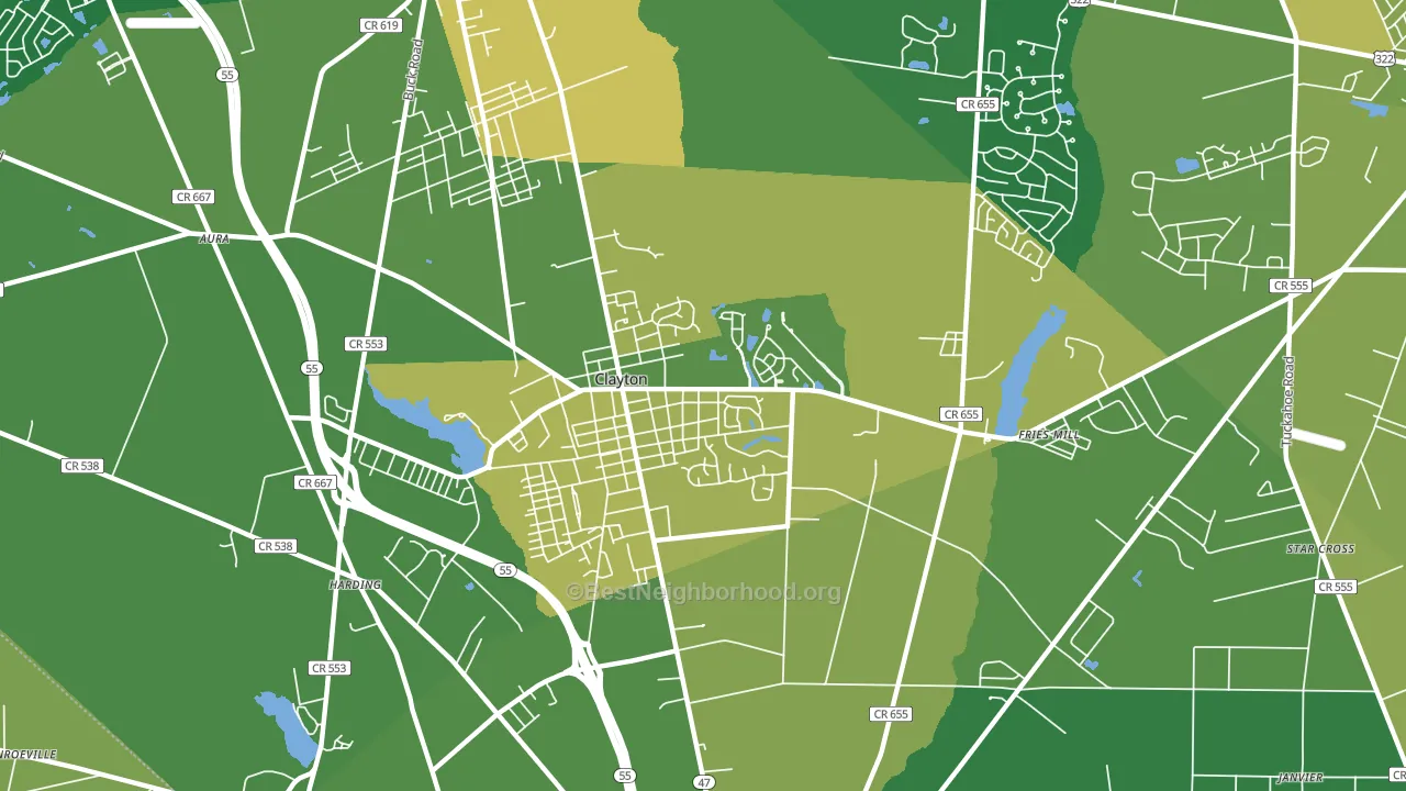 Clayton, NJ block-group voter-turnout map