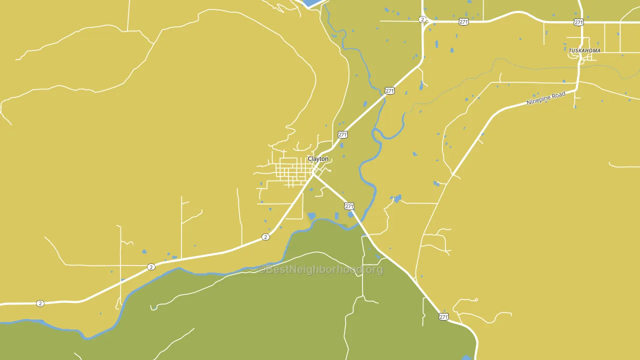Clayton, OK block-group voter-turnout map