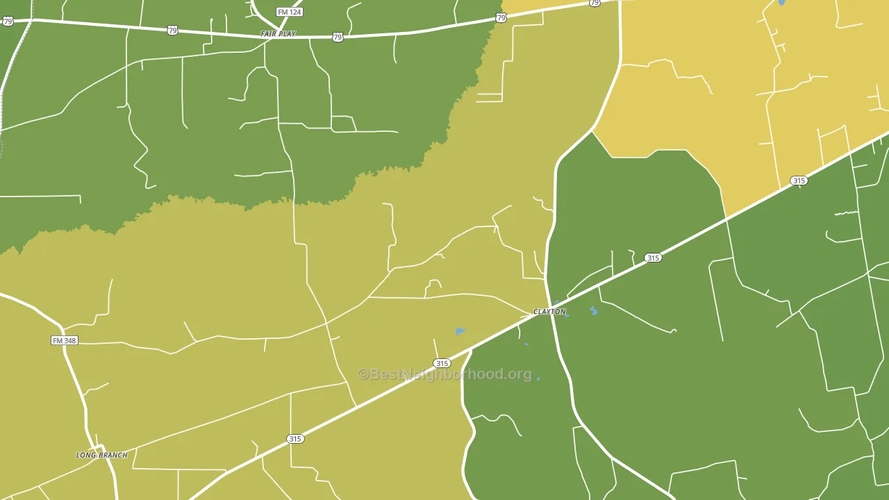 Clayton, TX block-group voter-turnout map