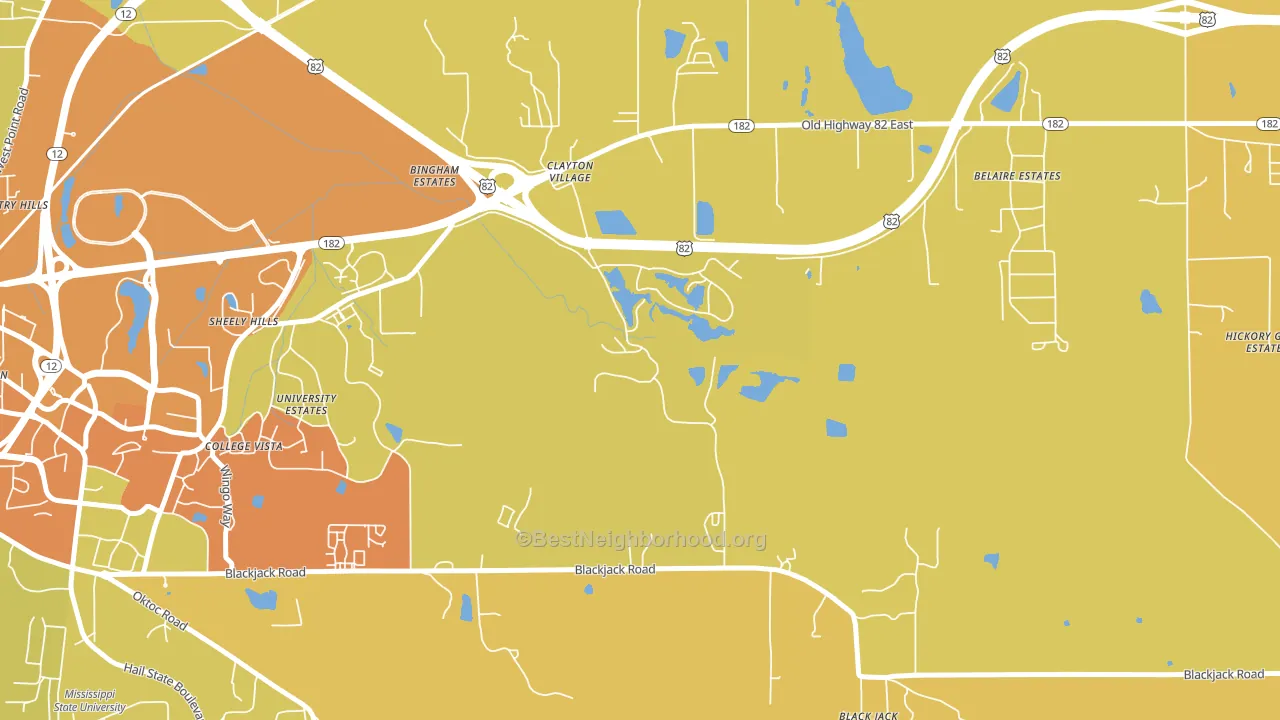 Clayton Village, MS block-group voter-turnout map