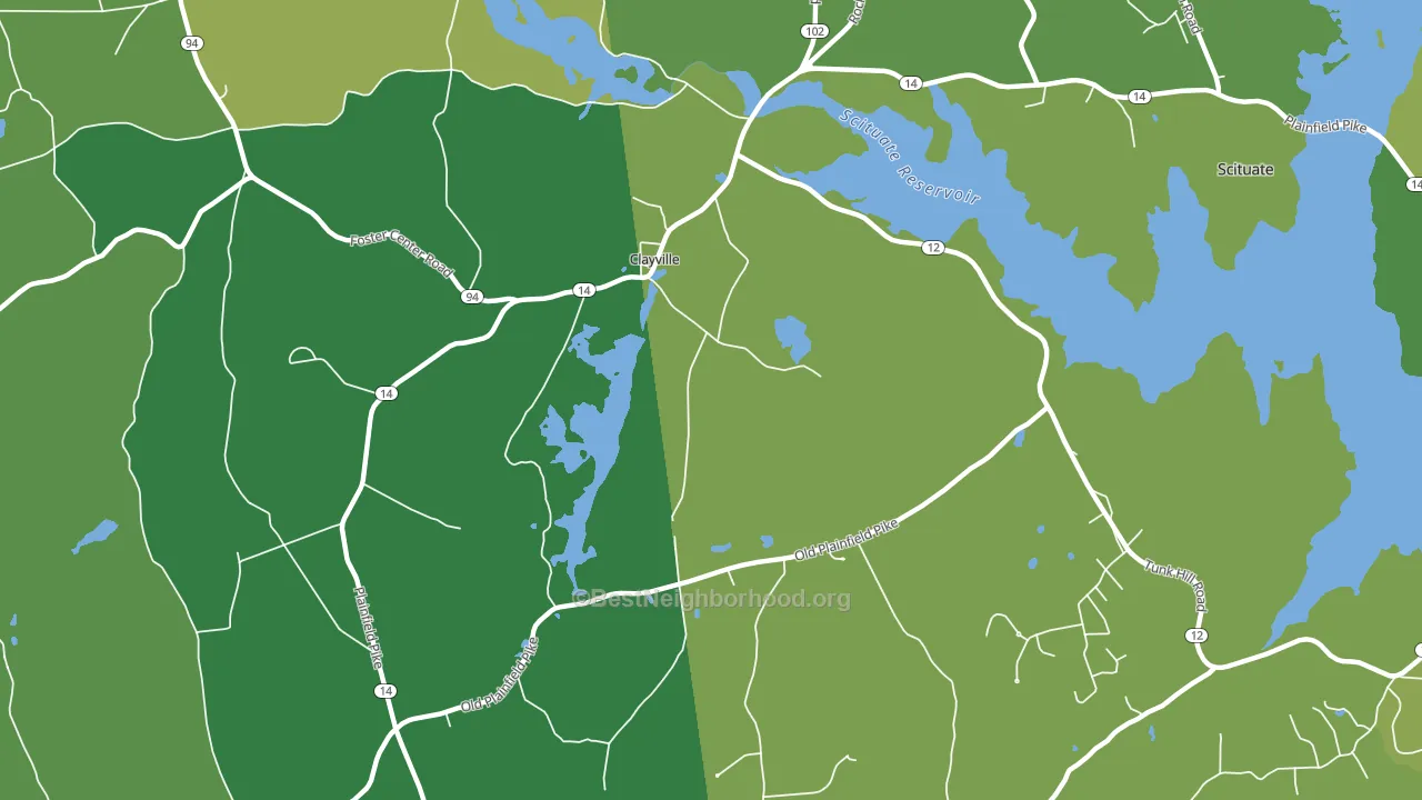 Clayville, RI block-group voter-turnout map